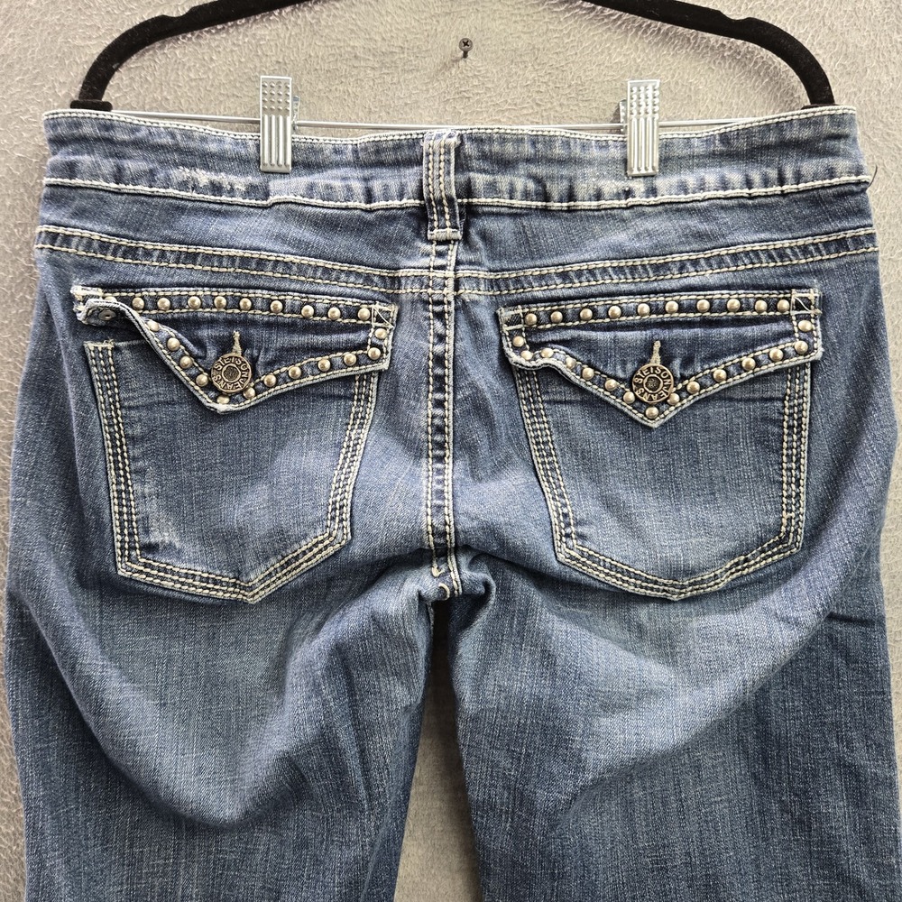 Stetson Women Jeans 14 REGULAR Blue Denim Western 816 Bootcut Studded 26" Inseam